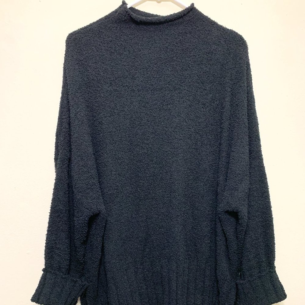 White Birch Mock Neck Pull Over Sweater- Black